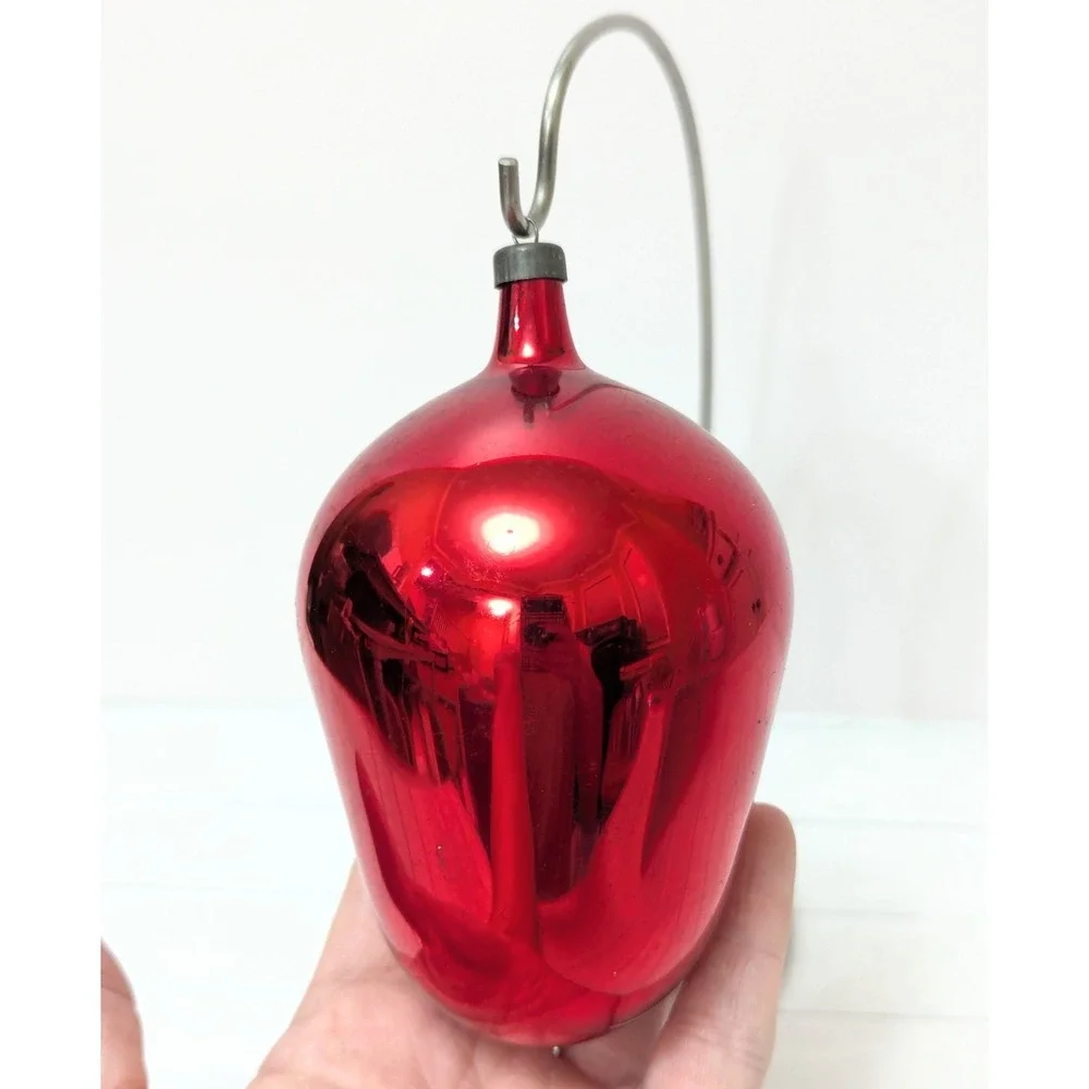 Vtg -Made In Italy on Cap- Red Blown Glass Elongated Bullet Drop 5